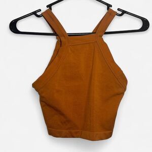 Free People Movement Rust Orange Ribbed High-Neck tank Athleisure Y2K (XS/S)